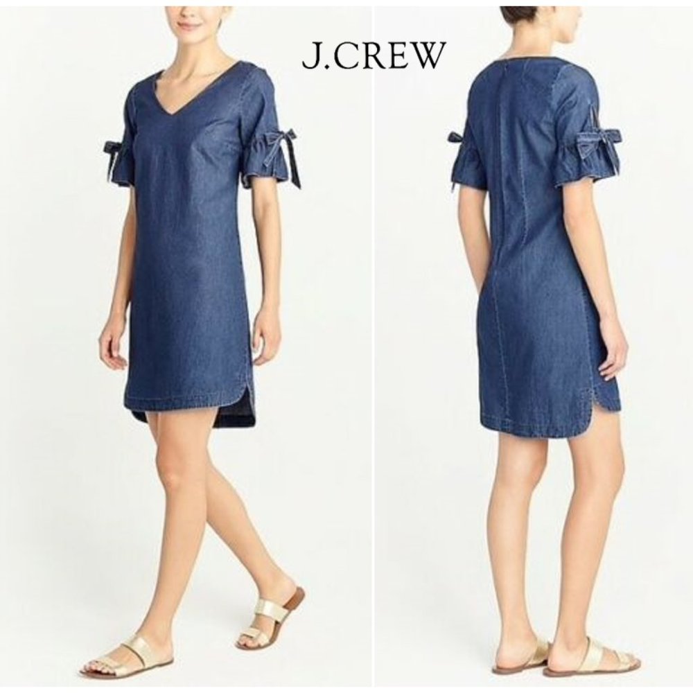 J. CREW Bell Sleeve Chambray Denim Dress Style #J0942  - Size XXS
